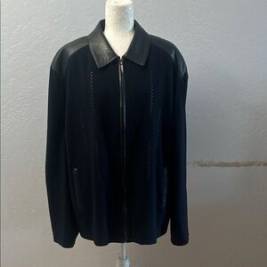 Elegant Black Leather Trim Women's Jacket